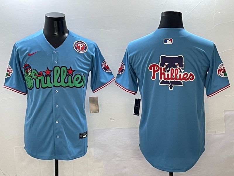 Men Philadelphia Phillies Blank Light Blue three generations Joint Name 2025 Nike MLB Jersey style 5->philadelphia phillies->MLB Jersey